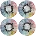 thumbnail image 2 of Shower Caps,Colorful Watercolor Stripe Pattern Waterproof Shower Cap for Women 4 Pieces,Double Reusable Hair Cover for Shower PEVA Elastic Stretch Hem, 2 of 7