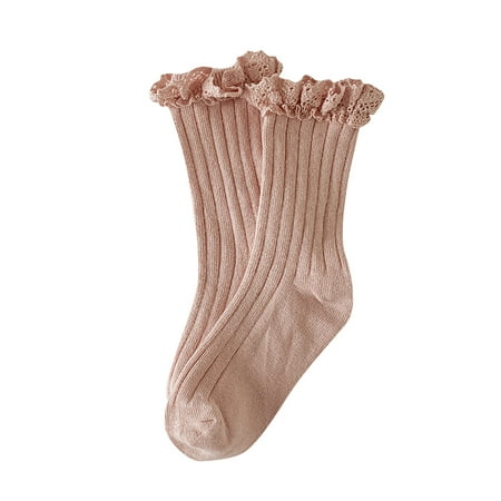 

Children S Socks Vintage Lace Solid Color Double Needle Children S Socks Girls Spring Autumn Mid Thigh Socks