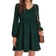 thumbnail image 1 of Vestidos de mujer Mangas largas Cuello en V Fluido Casual Babydoll Túnica Mini vestido corto XBTCLXEBCO Verde, Extra Grande, 1 of 3