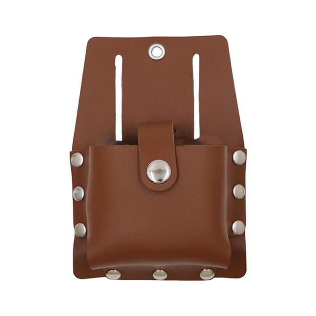 Soporte compacto para cinta métrica, portaherramientas para cinturón, ideal para reparadores, mecánicos y fontaneros. Marrón
