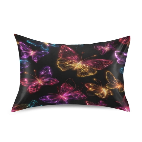 Satin Pillowcase Home Luxury Envelope Pillowcases Soft And Smooth Butterflies Glowing in The Dark