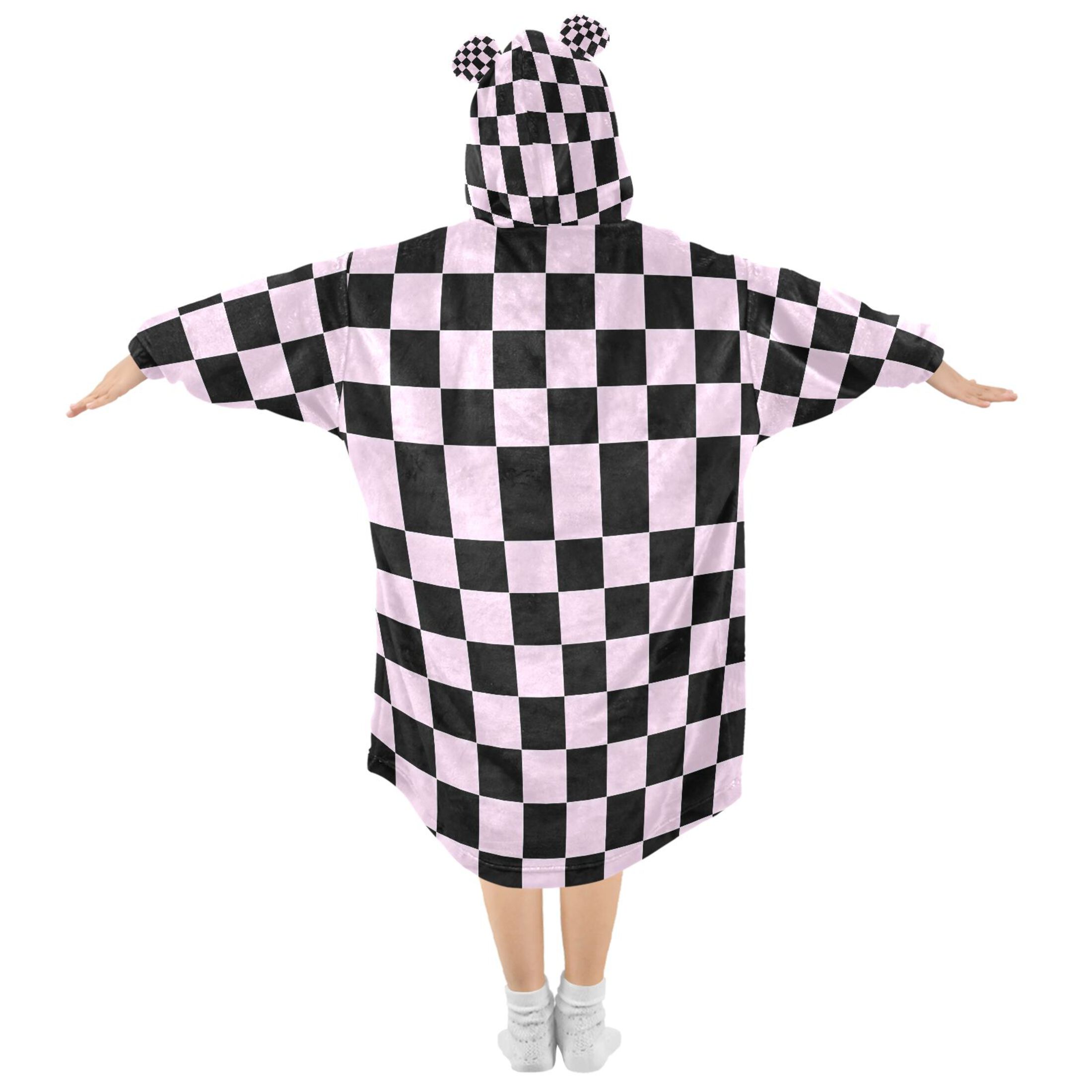 joogoo Wearable Blanket Hoodie for Checkered Print Flannel Sherpa Pocket 3-14 YR S