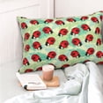thumbnail image 4 of Goofa Red Ladybugs And Leaf Print Plush Throw Pillow Case, Soft Velvet with Hidden Zipper, Decorative Cushion Cover for Sofa, Bed, Car, and Home Décor-20"x30", 4 of 6