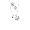 thumbnail image 2 of Delight Jewelry Purple Velvet Crystal Bicone Silver tone Snowflake Charm Necklace and Stud Earrings, 2 of 4