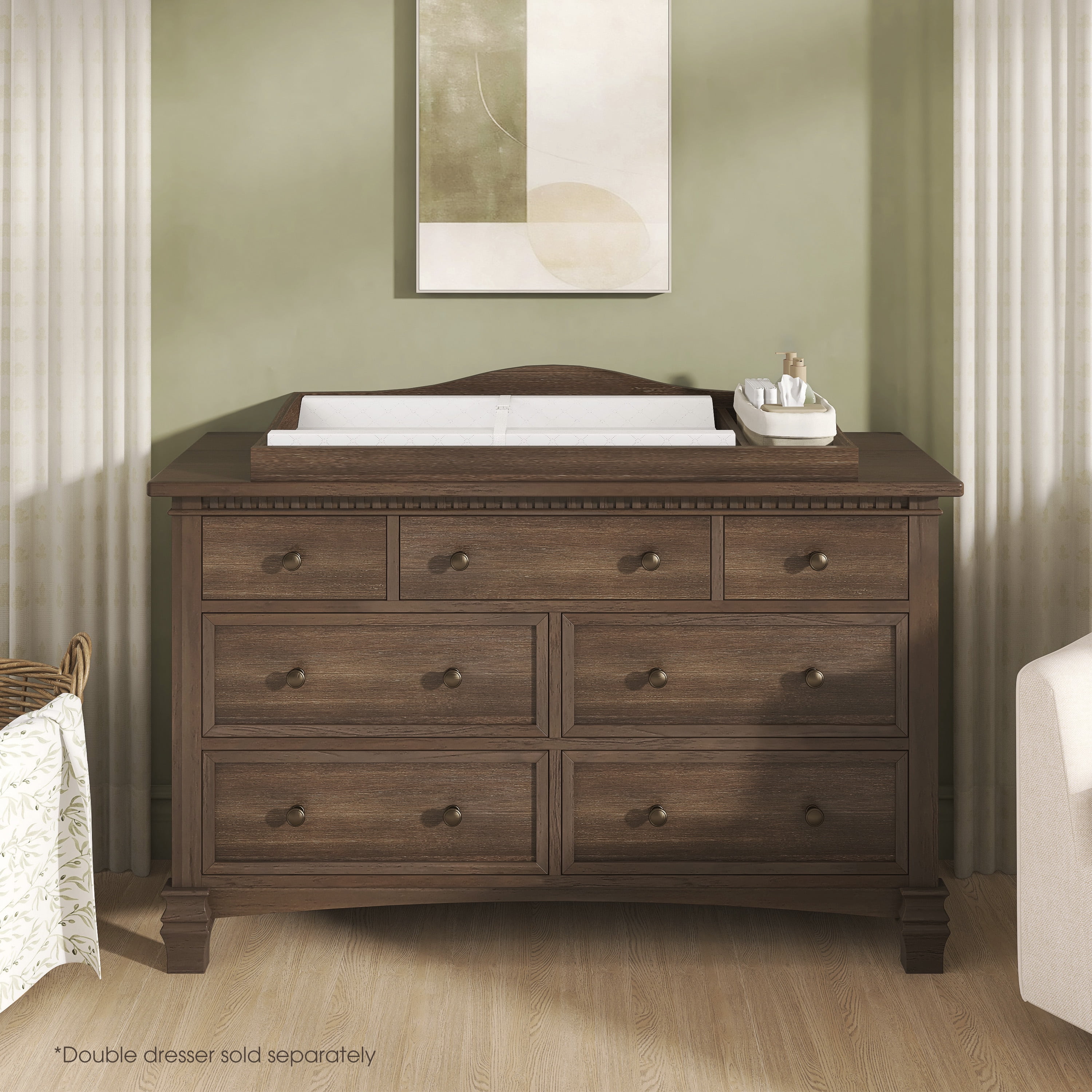 Evolur Changing Tray in Antique Brown, Space Saver