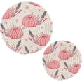 thumbnail image 7 of SKYSONIC Fall Pink Pumpkins Trivet Round Hot Pads, Set of 2 Autumn Pastel Pot Holder Heat Resistant Trivets Cotton Thread Weave Mats for Kitchen Counter Hot Dishes Pot Teapot Table Decor, 7 of 7