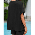 thumbnail image 4 of Womens Lounge Sets Two Piece Set Summer Outfits 2 Piece Pajama 3/4 Sleeve Oversized Tshirts Elastic Waist Short, 4 of 5