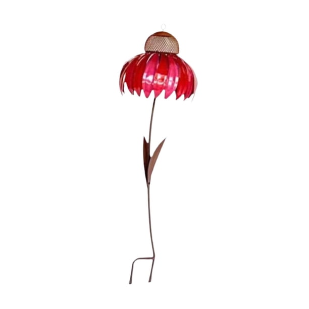 Comedero para pájaros, comedero para colibríes, decoración de jardines, estaca para jardín de flores Rojo