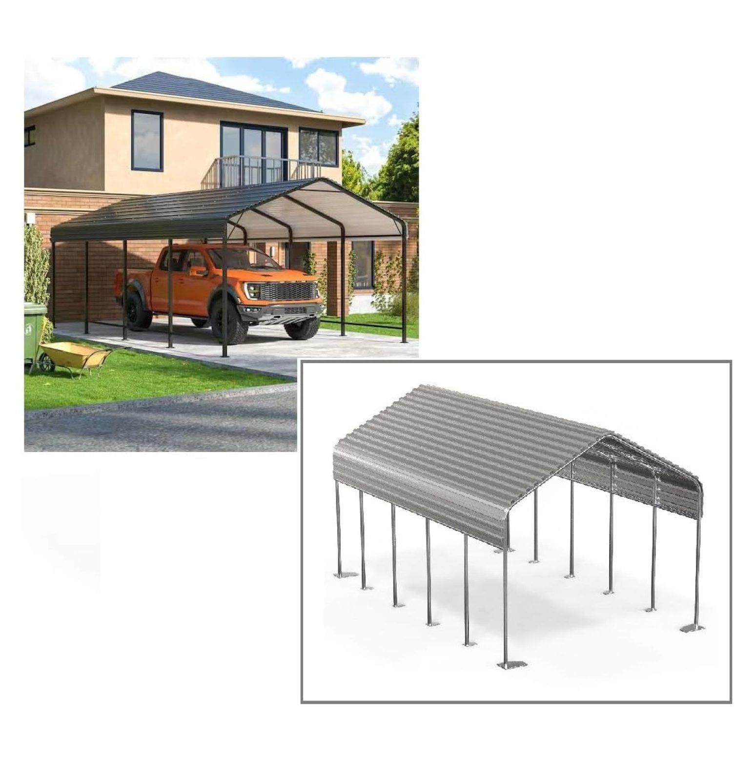 Carport Canopy Frame Fittings Set 1-3/8 Inch Low Shed Tent Garage, 3 Way 3/Pack (Low Front)