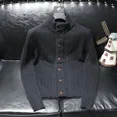 thumbnail image 2 of Cárdigan de cuello alto de color liso, suéteres de punto de cuello alto para hombres, ropa de hombre negra lisa, sin capucha, holgado, tendencia 2024, cigarrillo, 2 of 4