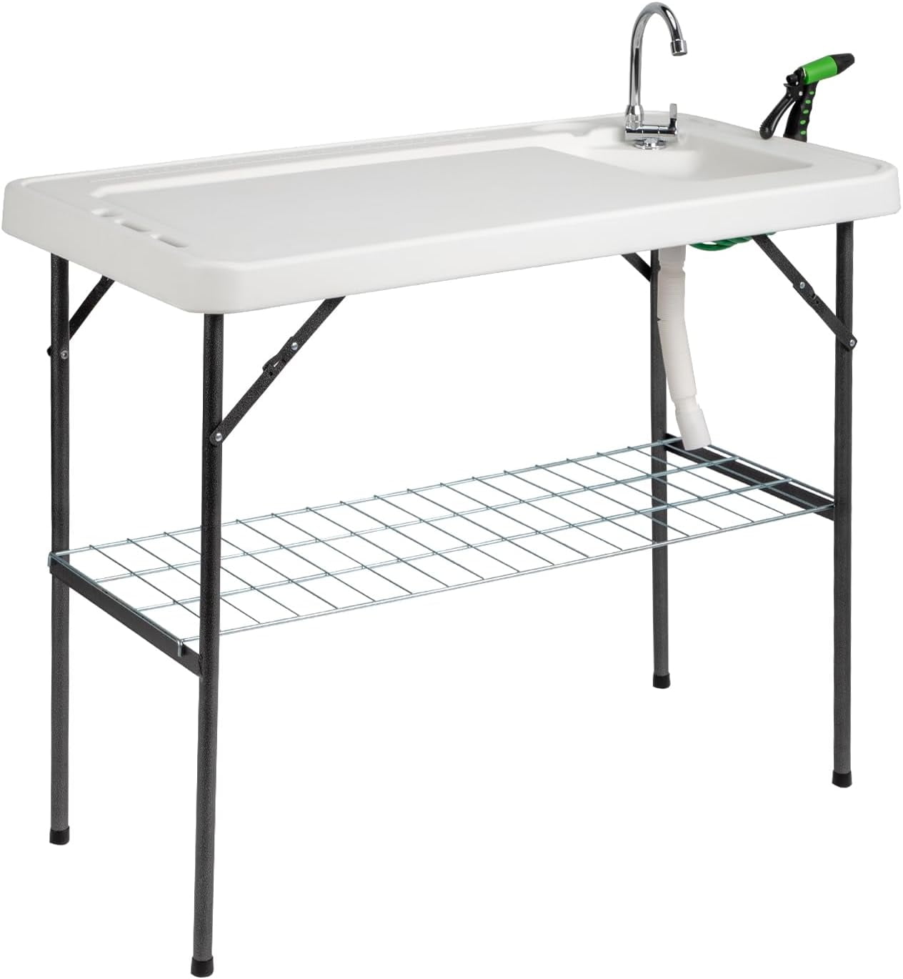 VINGLI Upgarded Folding Fish Cleaning Table with Sink, Portable Camping