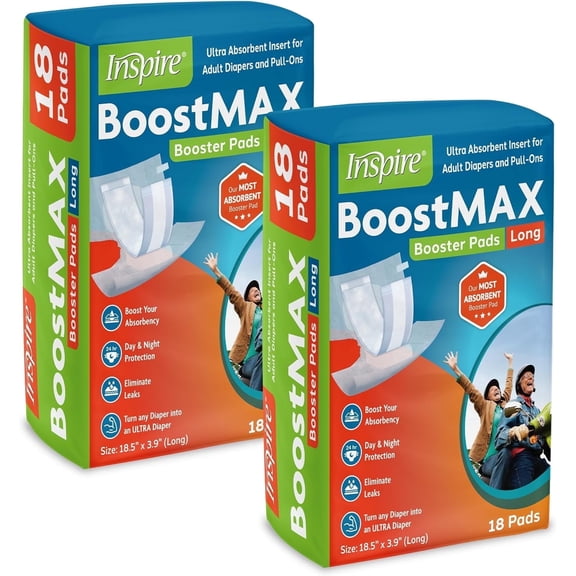 Inspire Incontinence Booster Pads Super Absorbent Extra Long, Incontinence Pad Insert Liner Women and Men, Diaper Pads Inserts for Adult Diapers