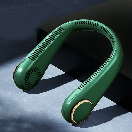 

Portable Neck Fan Rechargeable Bladeless Neck Fan Adjustable Personal Fan Strong Wind Extremely Quiet Uniform Airflow Battery Powered Fan Suitable for Office Sports and Travel Blue Green