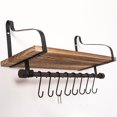 thumbnail image 2 of Estante flotante Estante de pared para almacenamiento Estante de especias de cocina de madera rústica con toallero y 8 ganchos extraíbles para organizar utensilios de cocina o tazas Negro carbonizado XianweiShao 1327537056539, 2 of 4