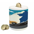 thumbnail image 1 of Explore Piggy Bank, Winter Season Design Mountain Road Ski Holiday Themed Cartoon Style Composition, Ceramic Coin Bank Money Box for Cash Saving, 3.6" X 3.2", Multicolor, by Ambesonne, 1 of 4