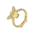 thumbnail image 2 of Anillos para mujer, regalos para mujer, anillo de abeja para mujer con incrustaciones de circonita, anillos de dedo dos en uno, 2 of 5