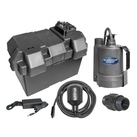 - Superior Pump 12V Battery Powered Emergency Float Switch Sump Pump Backup Kit