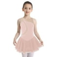 thumbnail image 2 of Sholeno Girls Shiny Rhinestone Ballet Gymnastics Leotard Dress Figure Ice Skating Dress Mesh Splice Pink 8, 2 of 7