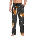 thumbnail image 4 of Men's Pajama Pants with Pockets Sleepwear Lounge Pants Stretch Casual Fox Animals Black Star, 4 of 7