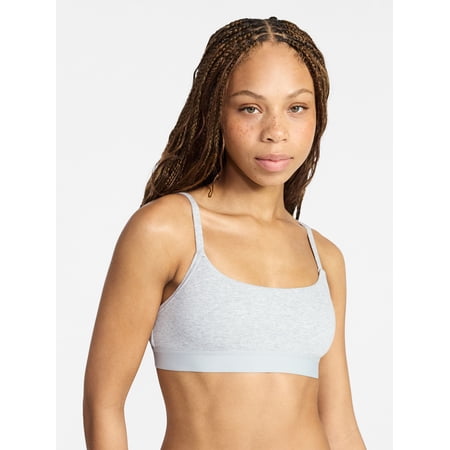 No Boundaries Cotton Rib Scoop Bra, Women's XS-XXXL