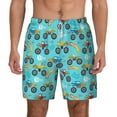 thumbnail image 2 of Picia Cartoon Monster Truck pattern Mens Swim Trunks with Compression Liner Stretch Beach Shorts Quick Dry with Zipper Pockets No-Chafing Board Shorts-Medium, 2 of 9