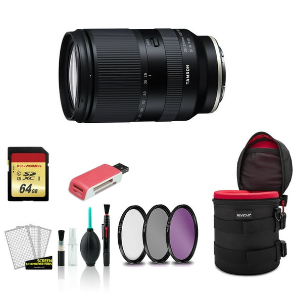 Tamron 28-200mm for Sony E f/2.8-5.6 Di III RXD Lens with Filter Kit + 64GB Memory Card + More (International Model)
