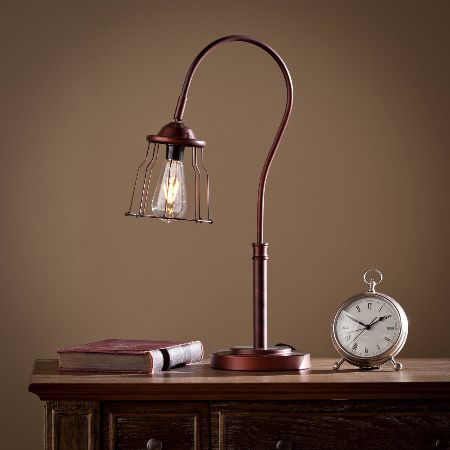 Elena Modern Edison Style Table Lamp, Bronze, LED Bulb Included