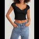 thumbnail image 5 of Camisetas de Mujer, Tops de Verano 2025, Cuello Cuadrado, Corta, Ajustadas, Ropa para Hacer Ejercicio en el Gimnasio. Negro S, 5 of 9