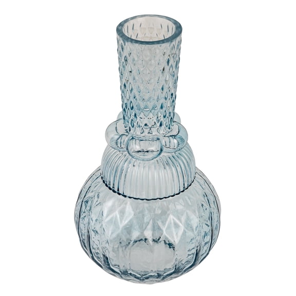 Creative Co-Op Round Pressed Tapered Glass Vase, Blue