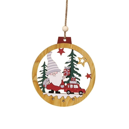

Veki Decorations Pendant Wooden Double Decorations Tree Wooden Hollow Christmas Pendant Santa Christmas Home Decor Strong And Stretchy String .5