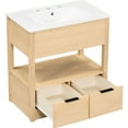 thumbnail image 6 of 30" Bathroom Vanity Sink , Solid Wood & Crafted, Ceramic Basin, Open Shelf 2 Drawers, Ornament Piece Embellishment, 6 of 7