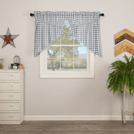 

VHC Brands-Sawyer Mill Plaid Prairie Swag Set - Prairie Swag 36x36x18 - Prairie Swag 36x36x18DenimBlue/SoftWhite