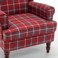 thumbnail image 2 of Modern Accent Chair with Retro Wood Legs, Comfy Upholstered Armchair ,Tantan Check Design Single Sofa Chair for Living Room Bedroom Office -- Blue, 2 of 5
