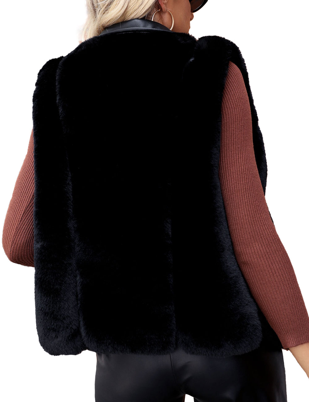 Giolshon Women's Faux Fur Vest Coat Short Sleeveless Jacket Outwear Warm Waistcoat - image 2 of 5