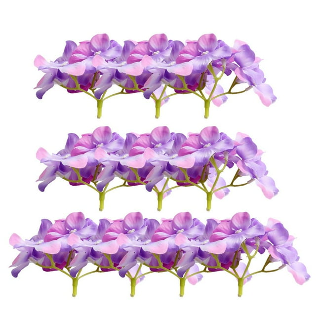 10 cabezas de flores artificiales de hortensia de seda de 10 cm para decoración de bodas DIY Rosa púrpura