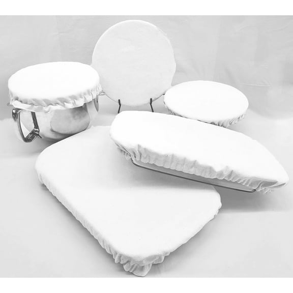 Solid Reusable Fabric Bowl and Casserole Pan Covers by Penny's Needful Things (5 Cover Set) (White)
