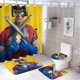 thumbnail image 1 of Pacificador-theme 4-Piece Shower Curtain Set with Rugs, Waterproof Bathroom Decor Set Includes Bath Mat, U-Shaped Rug, Toilet Lid Cover and Curtain with Hooks, 1 of 6