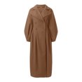 thumbnail image 4 of Aayomet Women's Long Trench Coat Double- Slim Overcoat Classic Lapel Windproof Coat,Brown XXL, 4 of 5