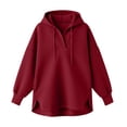 thumbnail image 4 of Smsaxvxz Women's Hooded Sweatshirts 2026 Fall Fashion Long Sleeve Pullover Tops Loose Fit Winter Clothes Wine 3XL, 4 of 6