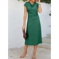 thumbnail image 4 of Vestido midi Happy Sailed de manga corta con cuello vuelto y cintura fruncida, 4 of 7