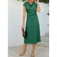 thumbnail image 4 of Vestido de cóctel Happy Sailed, manga corta, cintura fruncida, verde, 4 of 7
