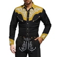 thumbnail image 4 of SXCXLSA Mens Western Shirts Cowboy Embroidered Button Collar Long Sleeve Shirt Regular Fit Classic Basic Tee With Floral Design Yellow XXXL, 4 of 4