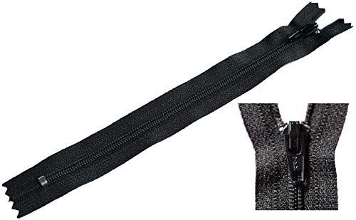 #3 Skirt & Dress Black YKK Coil Closed Bottom Zippers for Sewing Craft & Apparel - Made in The United States (100 Zippers Per Pack)