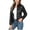 Black, variant on Women's Short Puffer Jacket Lightweight Quilted Padded Stand Collar Zip Front Wine Women