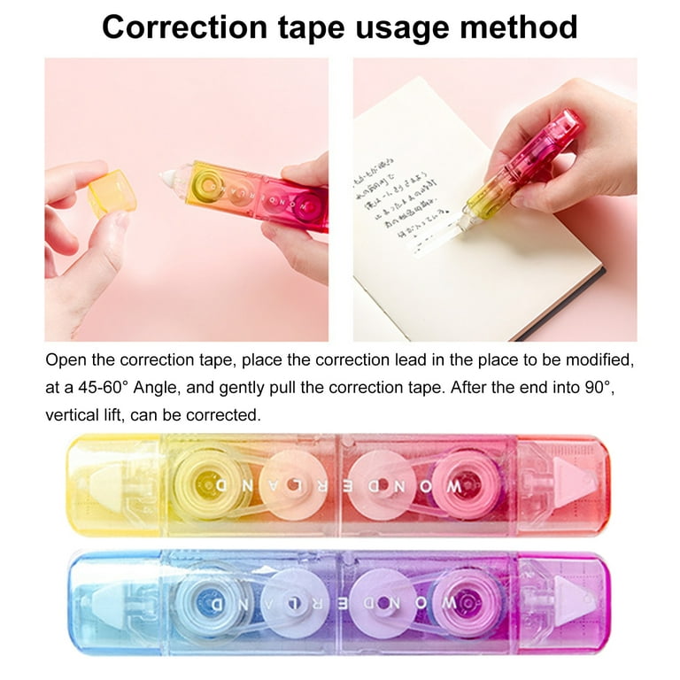 Hadanceo Correction Tape Pen Smooth Sliding Writing Correction Tape Pen  Multi-use Safe School Supplies 