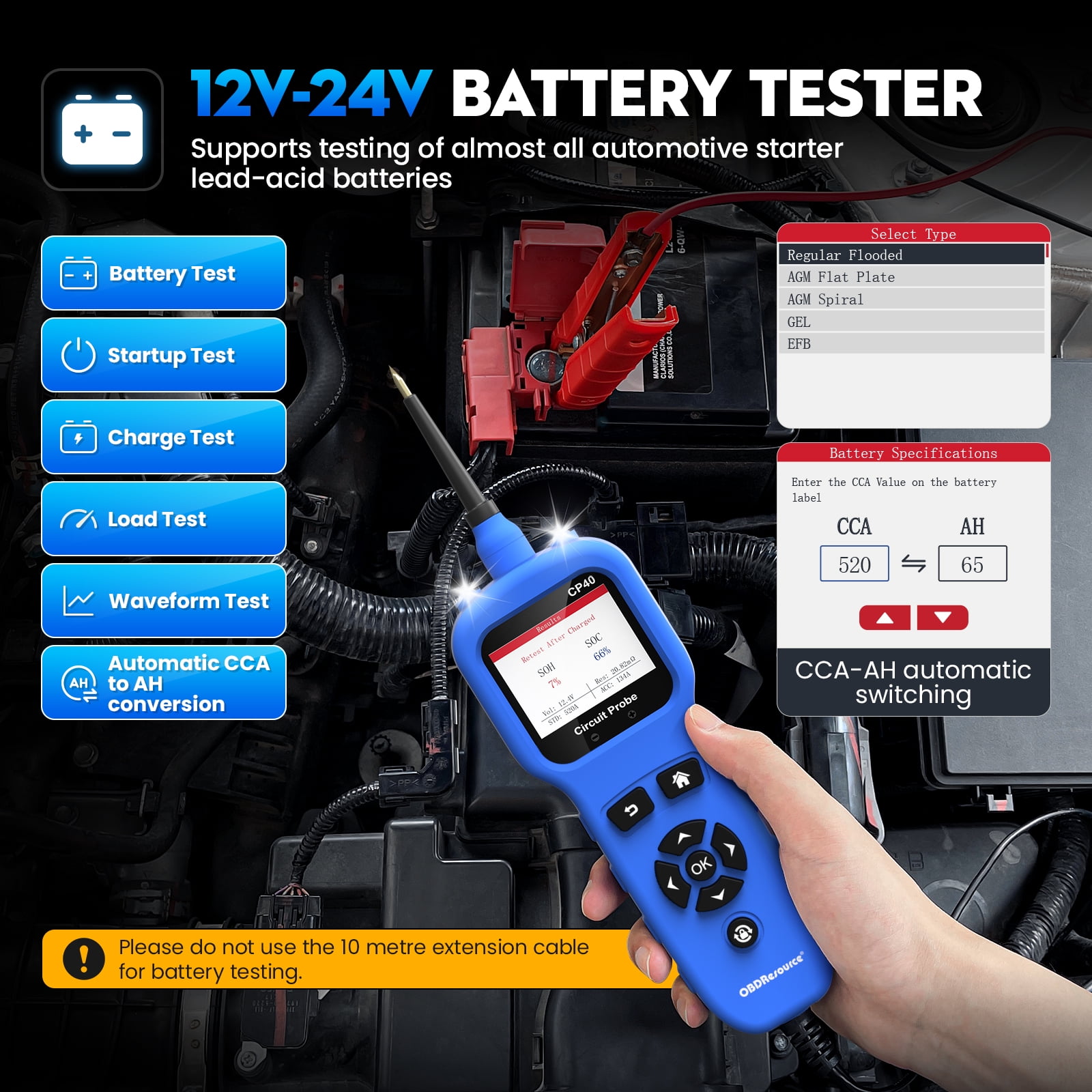 Automotive Circuit Probe Tester Kit; 12 24V DC Car Circuit Tester Digital Multimeter Oscilloscope Fuel Injector Battery Tester;Auto Short Circuit Finder Resistance Relay Diode Fuse Tester