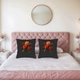 thumbnail image 2 of Set of 2 18x18in Throw Pillow Covers with Vibrant Floral Rose Design in Orange and Red on Dark Background Perfect for Couch Bed or Car, 2 of 8