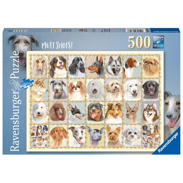 Rompecabezas Ravensburger Mutt Shots de 500 piezas para mayores de 10 años