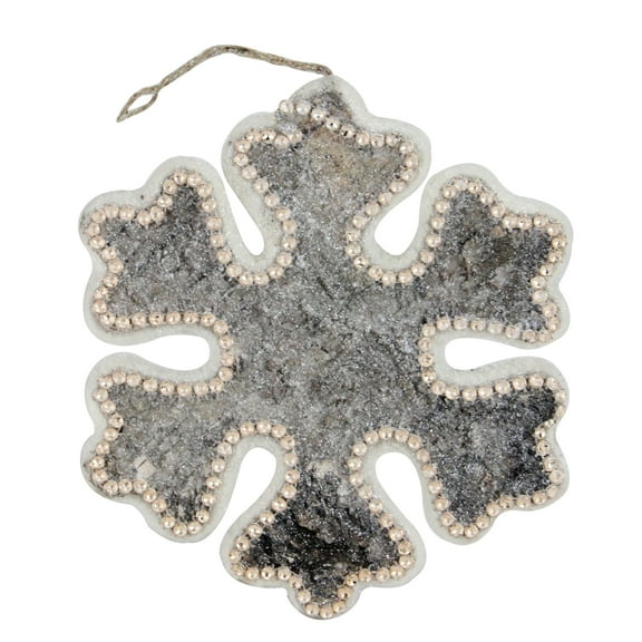 Northlight Snowy Woodland Snowflake Christmas Ornament - 8" - White and Brown