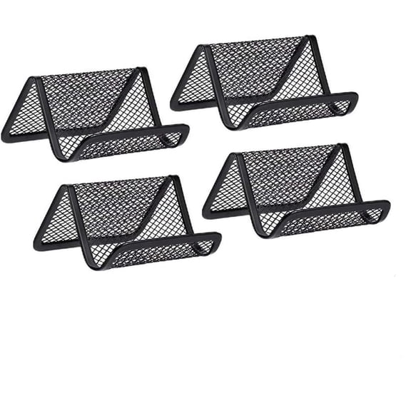 4Pcs Business Card Holders Metal Desk Business Card Holder Card Organizer, Mesh Business Card Display Holder